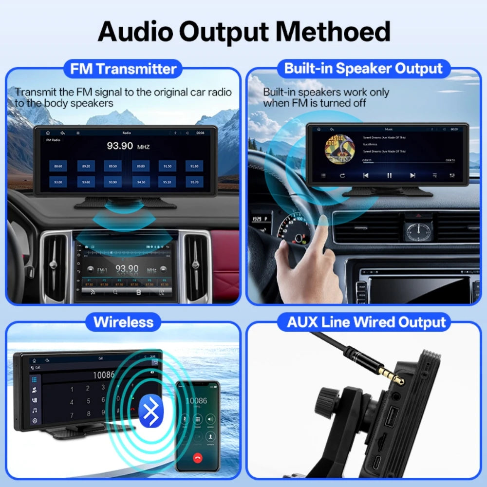 Hippcron Car IPS Display Screen Wireless Carplay Android Auto