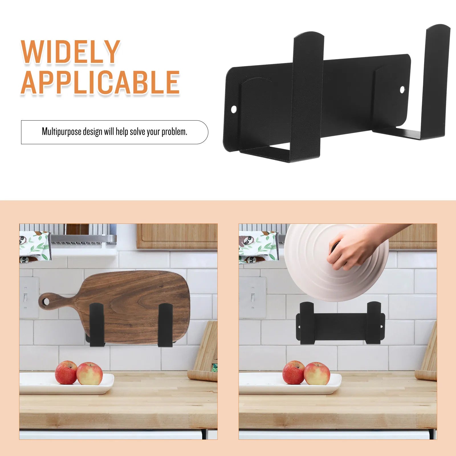 Aviation Aluminum Cutting Board Rack Black Punch Wall Mount Pan Cover