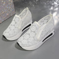 2025 New Women Sneakers Fashion Embroidered Platform Sneakers Women Breathable Mesh Sports Shoes Woman Thick Sole Slip on Shoes Zpaxo WHITE 40