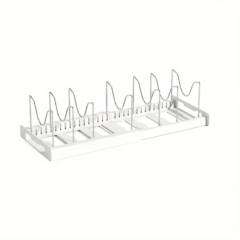 Expandable Kitchen Cabinet Pot Organizer Rack, Adjustable Divider, Multi-purpose Pots And Pans Storage Solution Zpaxo