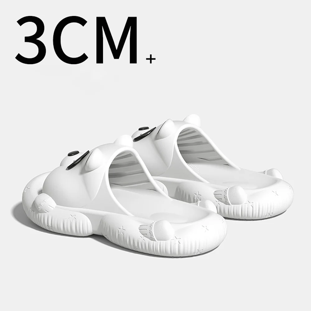 Summer Unisex Cute Cartoon Bear Open Toe Slides EVA Thick Platform