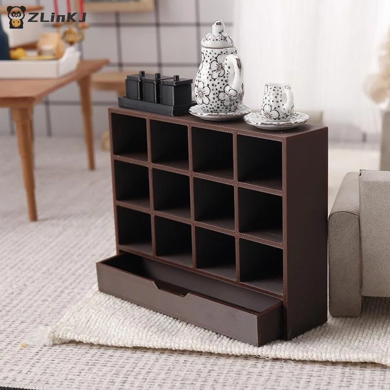 ▶1/12 Dollhouse Simulation Storage Cabinet Display Rack Model Dollhouse Miniature Furniture Decoration Doll House Accessories Zpaxo