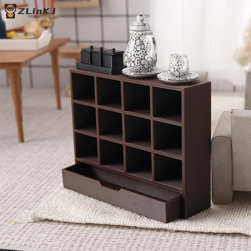 ▶1/12 Dollhouse Simulation Storage Cabinet Display Rack Model Dollhouse Miniature Furniture Decoration Doll House Accessories Zpaxo