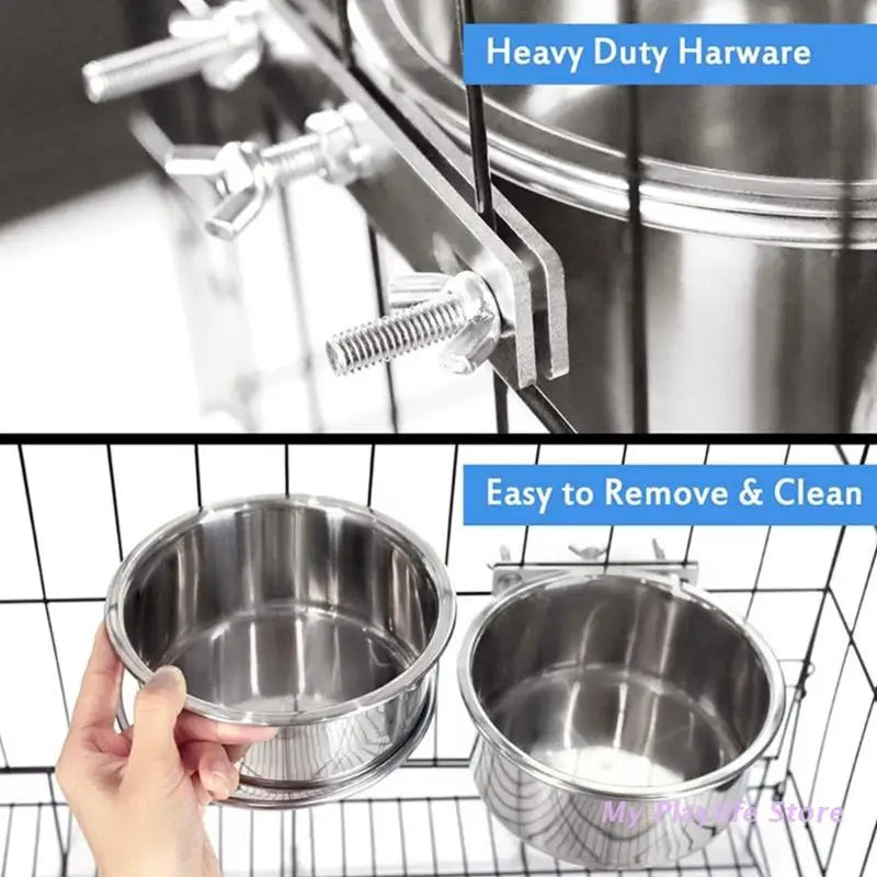 Pet Bowl Can Hang Stationary Dog Cage Bowls Stainless Steel Dog Cats Hanging Bowls Durable Puppy Kitten Feeder Water Food Bowl Zpaxo