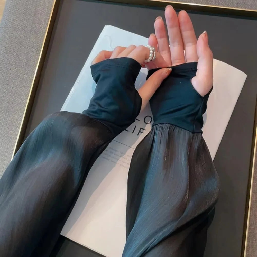 Fashion Summer Sun-protective Sleeves Anti-UV Outdoor Arm Cuff Cover Ice Silk Arm Sleeves Women Men Zpaxo