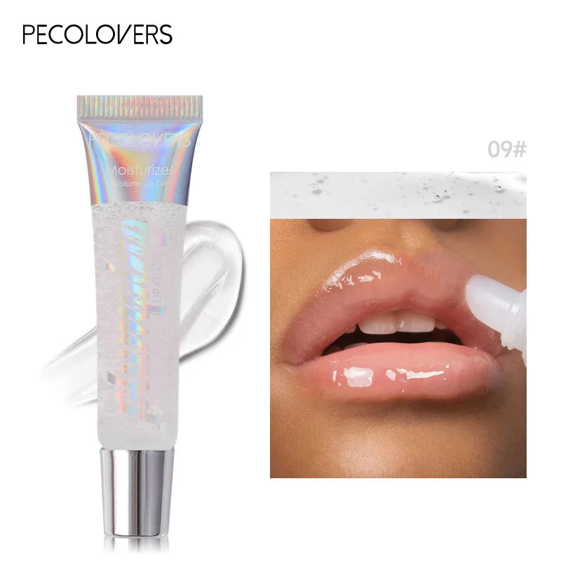 1PC Moisturizing Reducing Lip Lines Lip Gloss Lip Plumper Glitter Nutritious Liquid Lipstick Cherry Jelly Lip Oil Clear Lipgloss Zpaxo 09