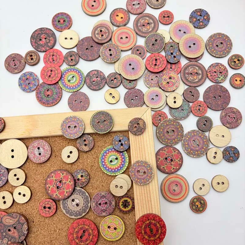 50PCS Vintage Wooden Buttons Mixed Sizes – Crafts & Sewing Wooden Craft Buttons Zpaxo