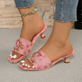 2025 New Women High Heels Sandals Fashionable Floral Print Sandals Outdoor Large Size Slippers Slip-On Holiday Style Shoes Women Zpaxo Pink 36