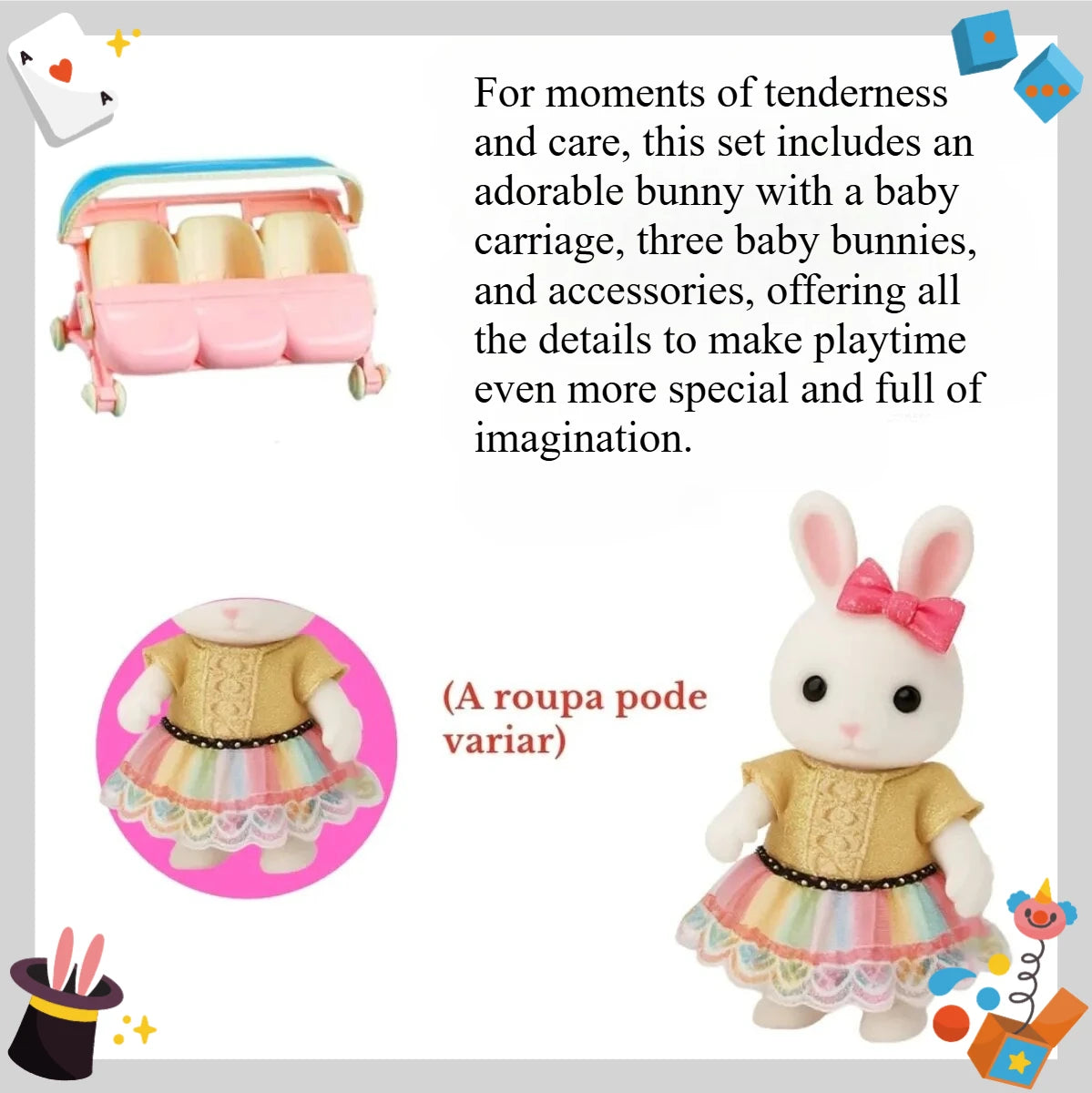 Cute Little Rabbit Themed Pretend Play Stroller Toy Babies Children