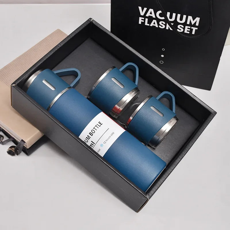 500ML Stainless Steel Vacuum Flask Gift Set Office Business Style Thermos Bottle Outdoor Hot Water Thermal Insulation Couple Cup Zpaxo