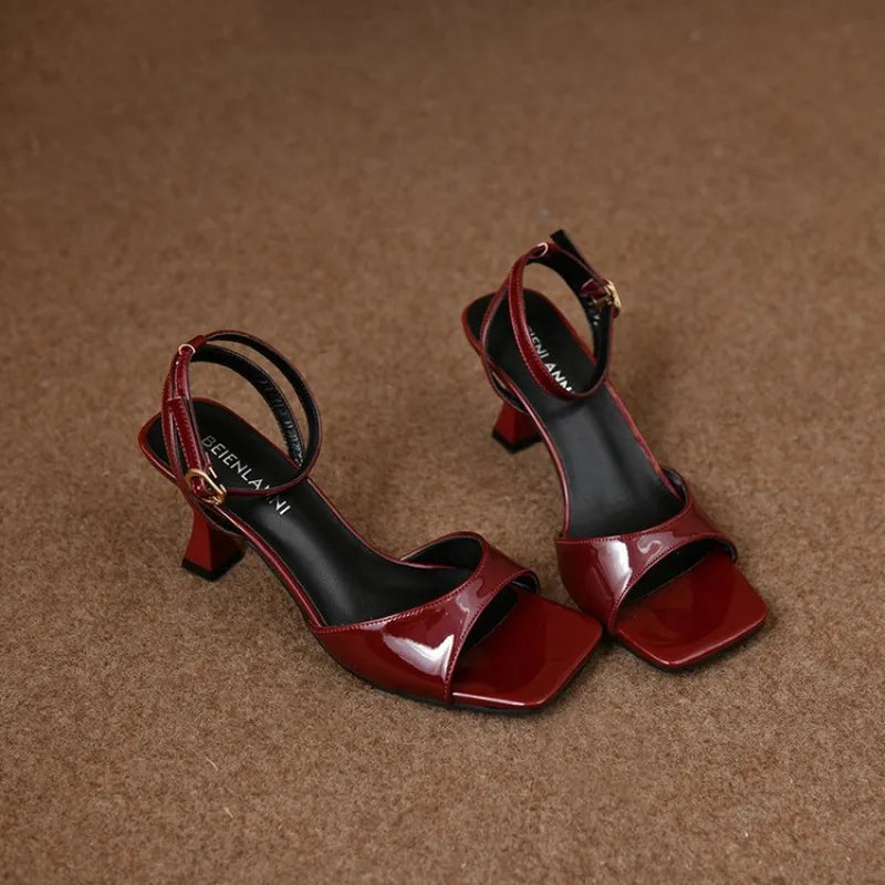 Summer 2025 New Brand Women's Shoes Women Design Sexy High Heels Elegant Shallow Mouth Bride Shoes Mujer Zapatos Luxury Shoes Zpaxo Red 36