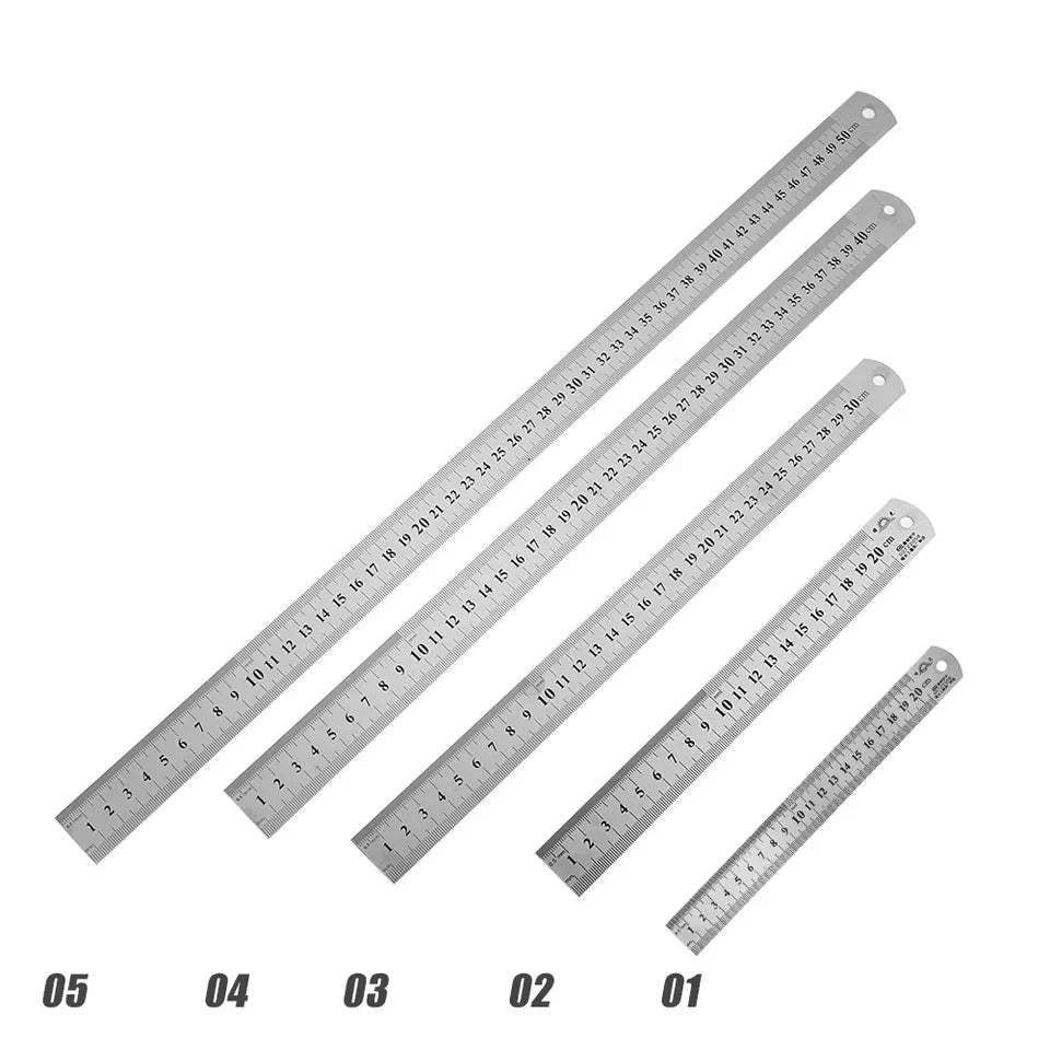 Stainless Steel Straight Ruler 150mm–500mm | Metal Scale Tool