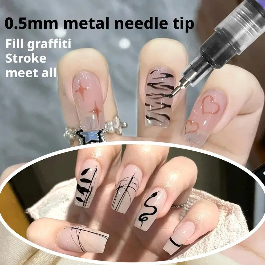 12 Colors 3D Nail Graffiti Pen Set 12Pcs Waterproof Quick Drying Acrylic Dotting Liner DIY Artistic Beauty Nail Tool Zpaxo