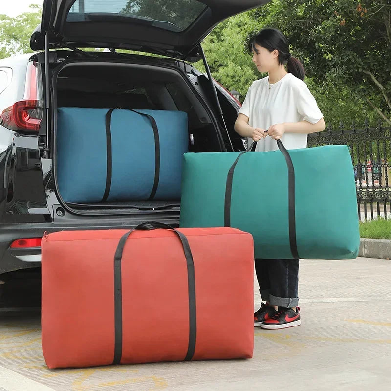 Large Capacity Folding Duffle Bag Travel Clothes Storage Bags Zipper Waterproof Quilt Portable Storage Bag Moving Travel Storage Zpaxo