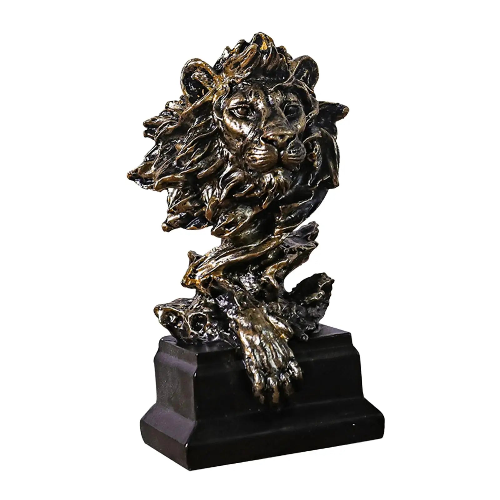 Lion Head Resin Statue – Decorative Tabletop Figurine Decorative Figurine Zpaxo Silver