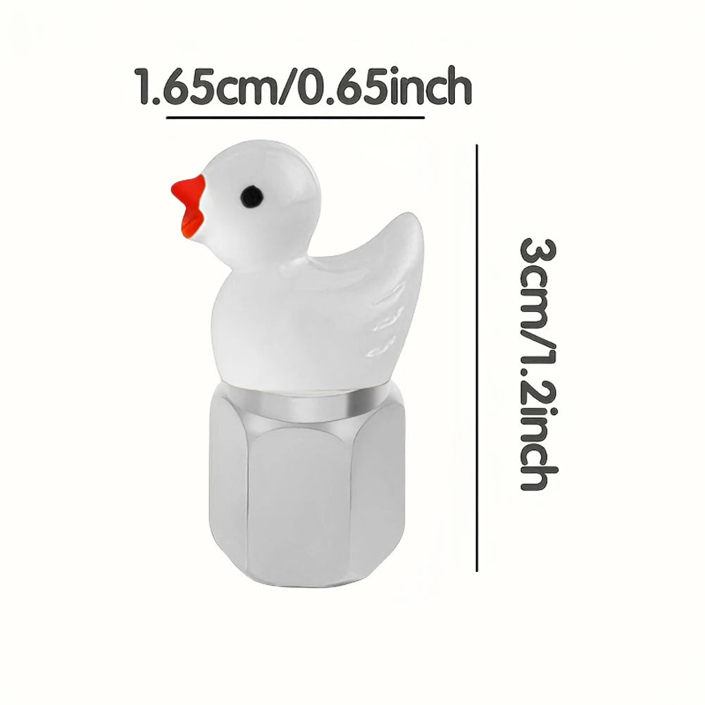 Cute Duck Glow Dark Tire Valve Caps Covers Decorative Cars