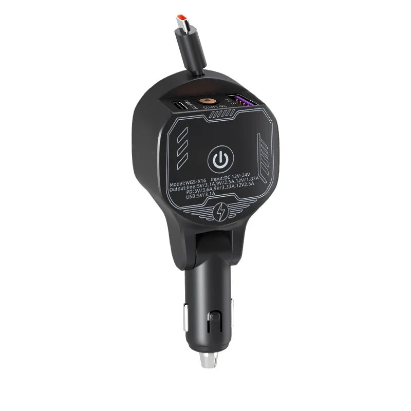 UYUXIO Retractable Car Phone Charger Adapter Starlight Full PD 30W