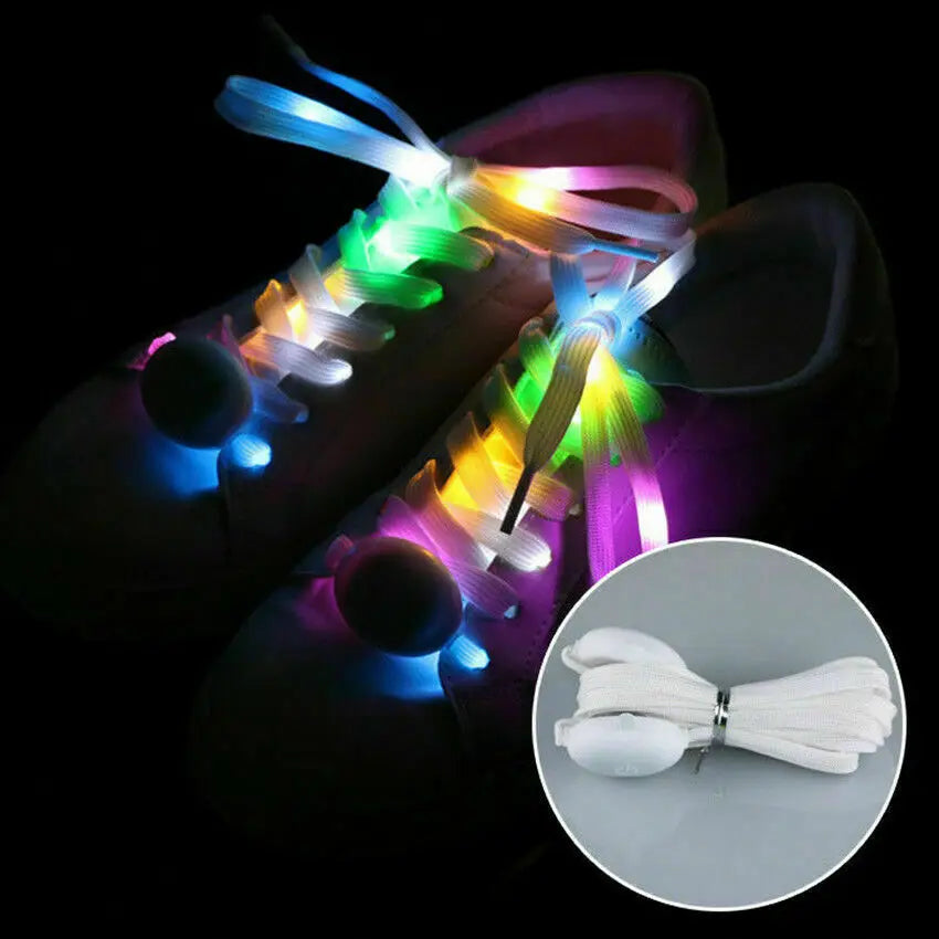 1 Pairs Light Up Shoe Laces Nylon LED Shoelaces Flashing 3 Modes Glow