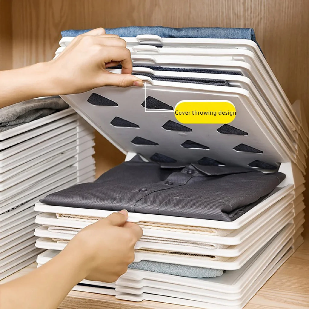 Layered Folding Clothes Storage Board Pants T-Shirt Organizer Rack for Home Wardrobe Short Sleeve Classification Stacking Board Zpaxo
