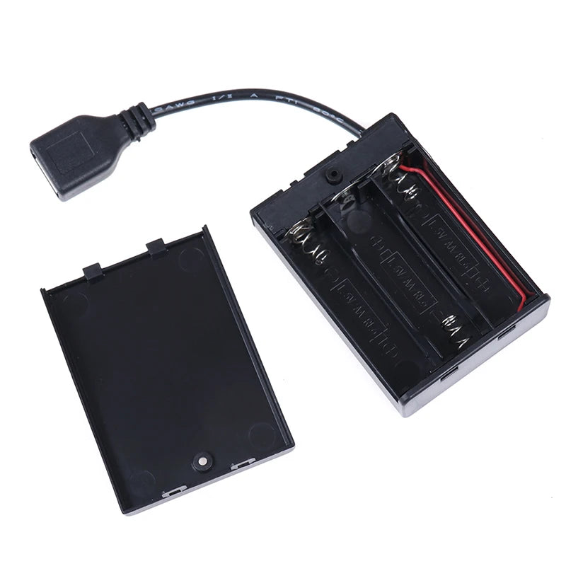 3×AA Battery Box USB Power Supply for LED Strip Lights DC 4.5V Battery Holder Box Zpaxo