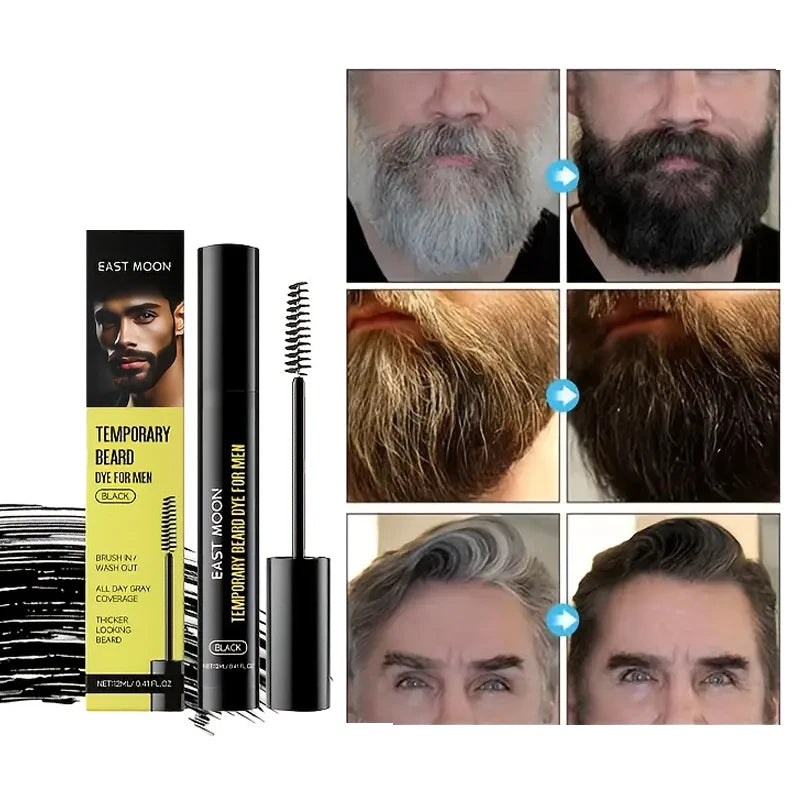 Temporary Beard Dye For Men,Natural Black Beard & Eyebrow Color Long-Lasting,Moustache Filler pen,Waterproof Beard Dyeing Pen Zpaxo