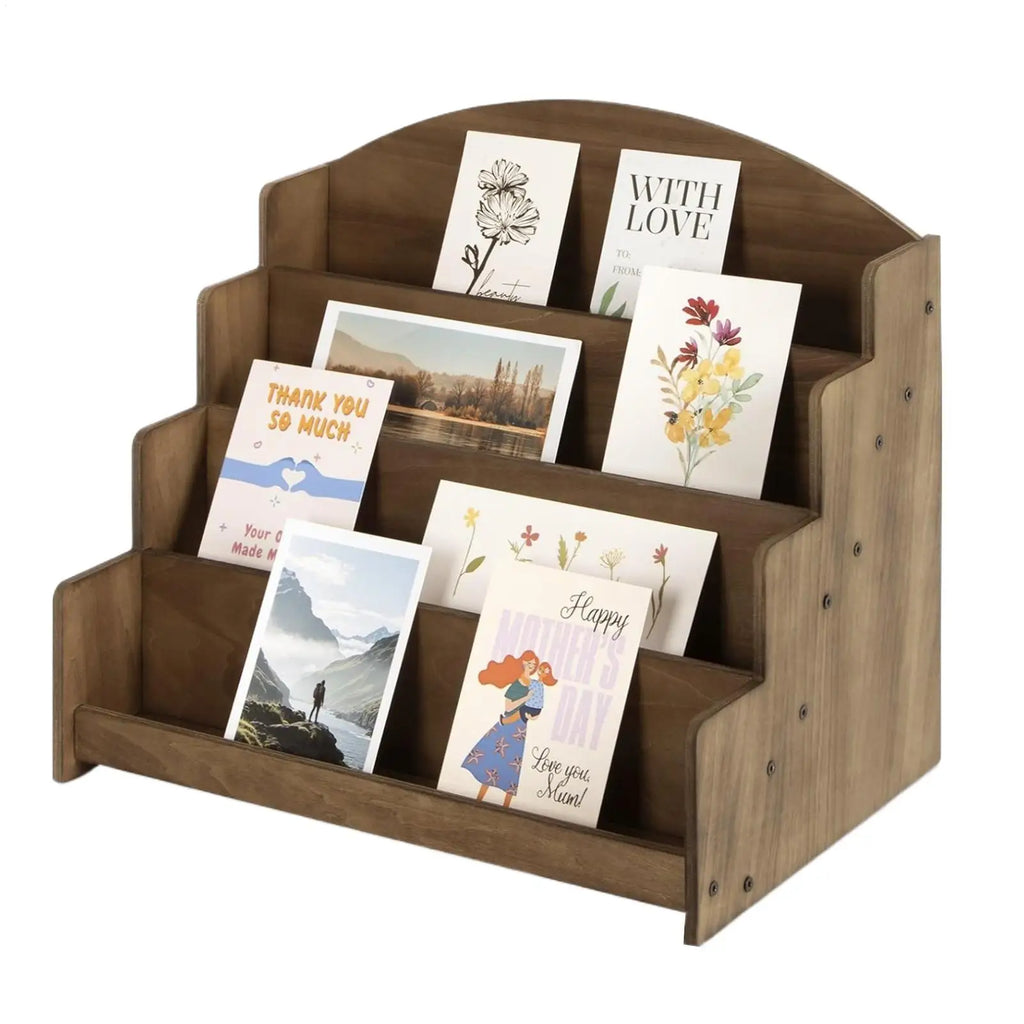 Trading Card Stand 4-Tier Countertop Notes Rack Baseball Desktop