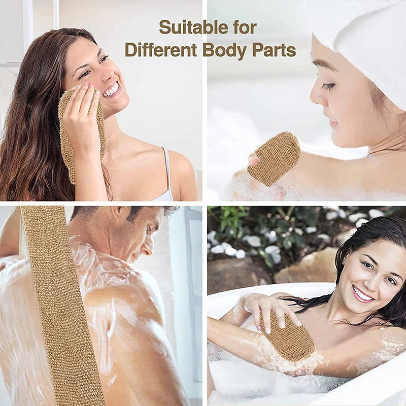 Hemp & Jute Exfoliating Back Scrubber Set with Gloves Exfoliating Bath Scrubber Zpaxo