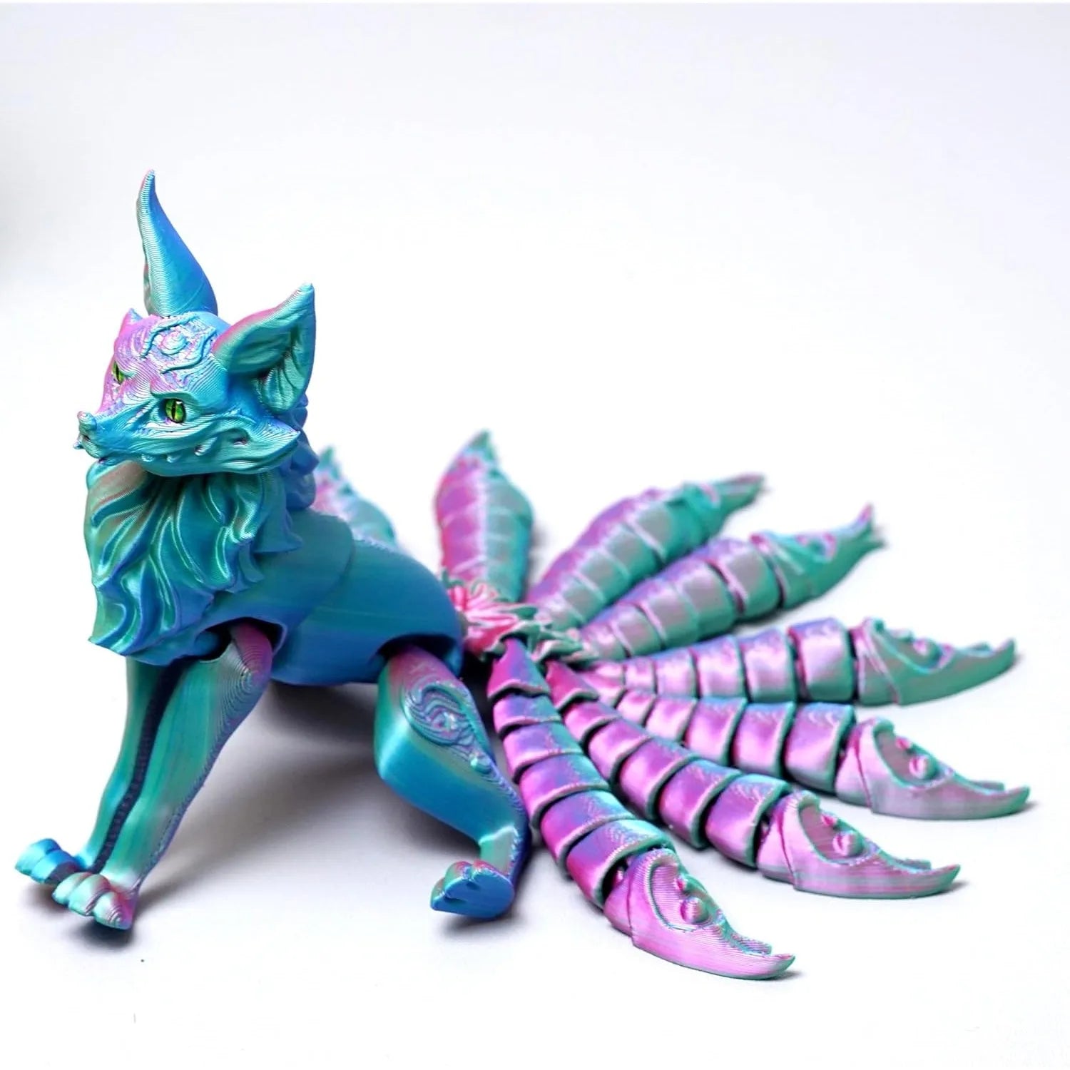 3D Printed Nine Tailed Fox Model Flexible Realistic Articulated