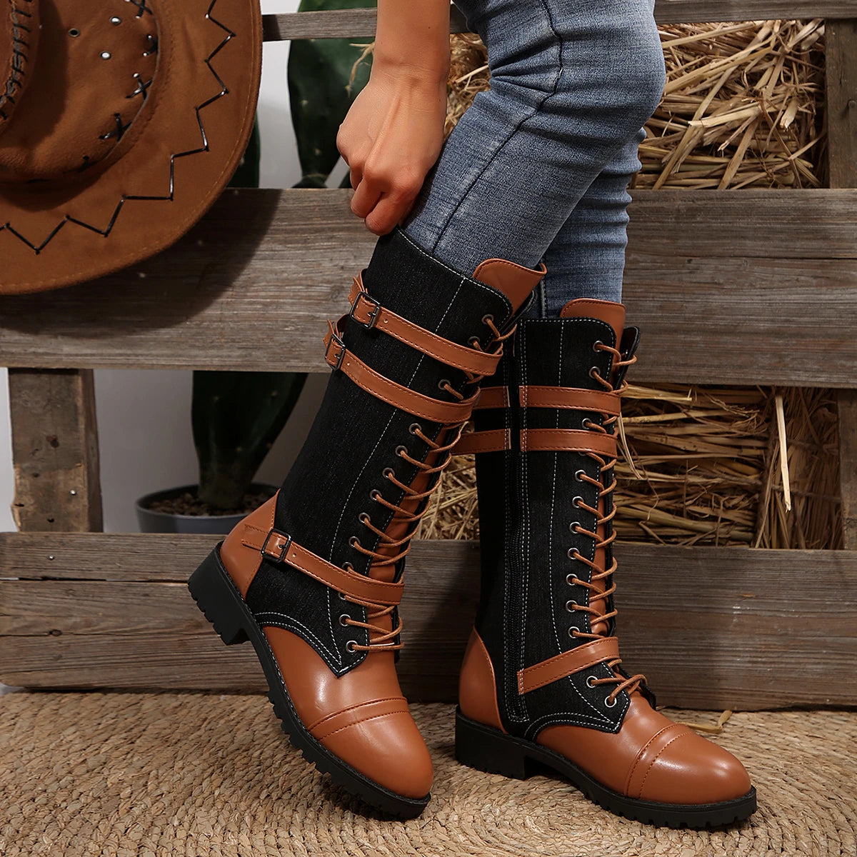 2025 New Women Ankle Boots Winter Autumn Platform Gothic Punk Shoes for Women Combat Knee High Long Boots Women Zapatos De Mujer Zpaxo