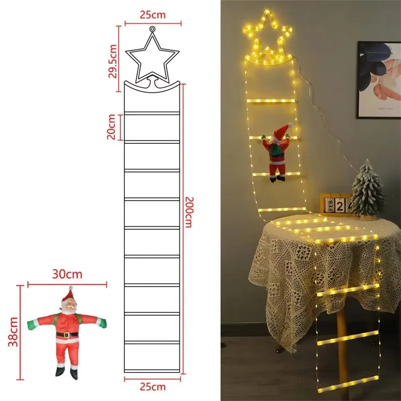Santa Claus Climbing Rope Ladder Christmas Light String Home Xmas Tree Decoration Hanging Lights Festive Yard Decor Zpaxo