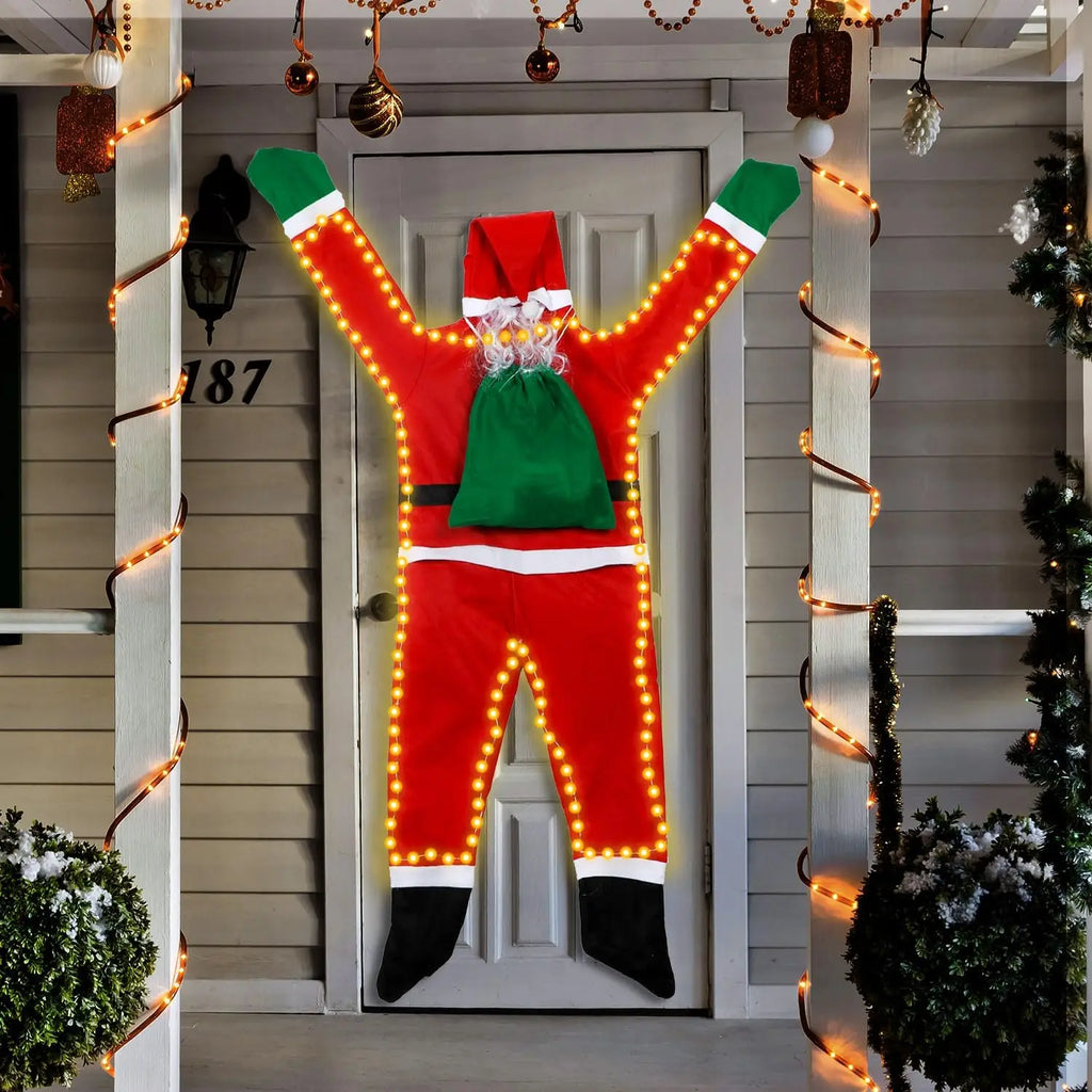 Hanging Santa Claus Outdoor Christmas Decorations Life Climbing Solar