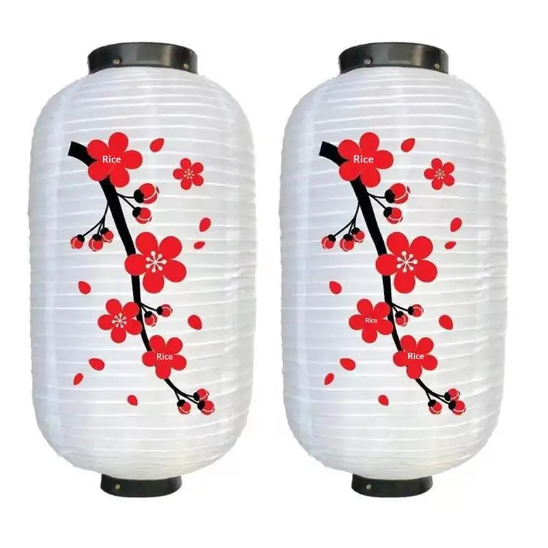 Chinese Japanese Long Shaped Cloth Home Party Hanging Lampion Zpaxo White