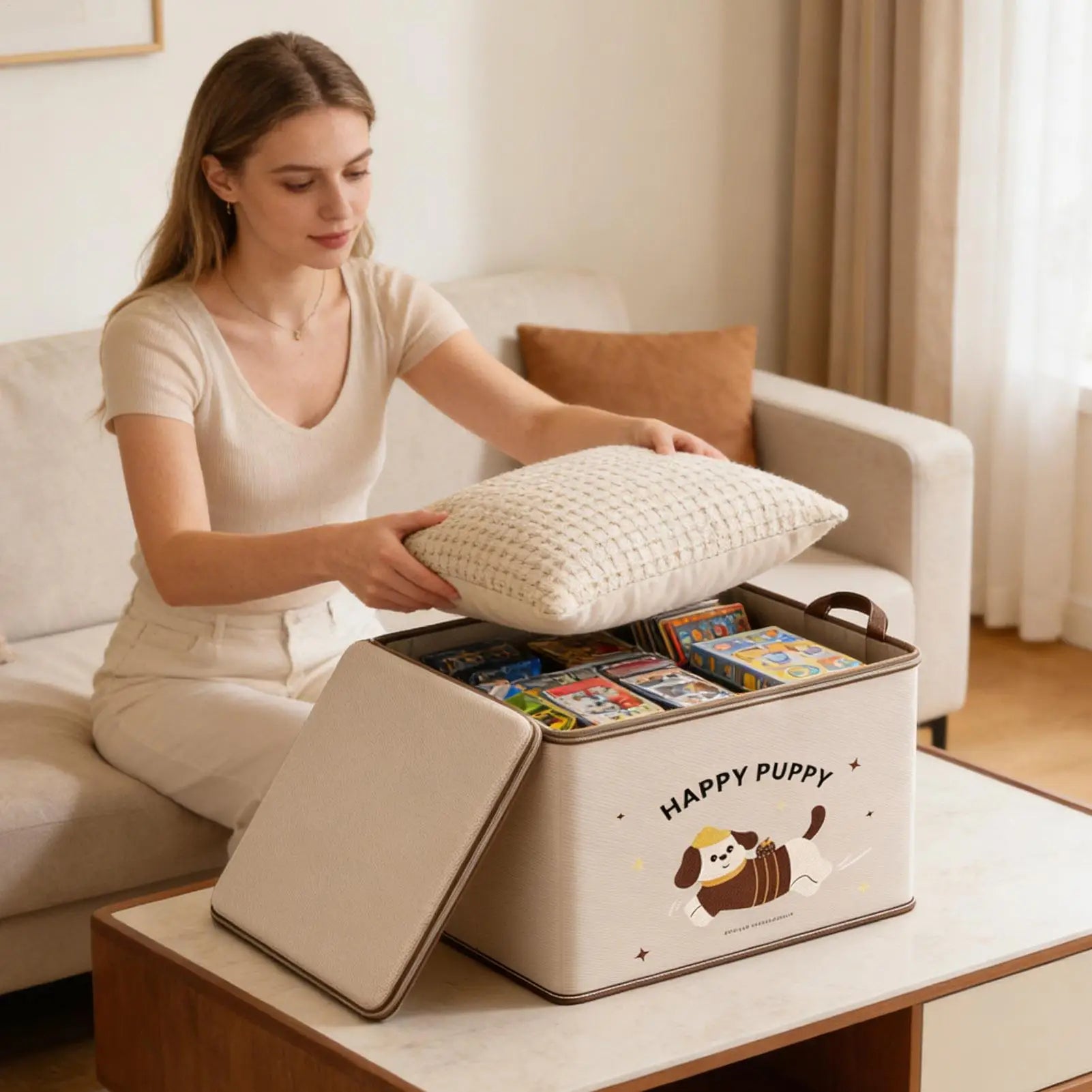 Lockable Storage Box Waterproof Stackable Puppy Pattern Organizer