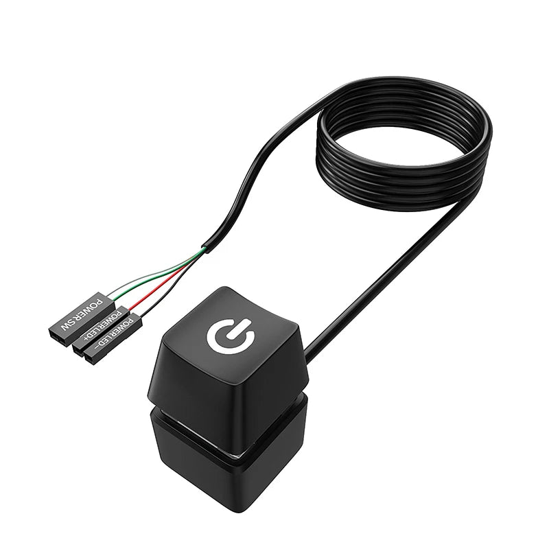 2M LED Power Switch Extension Cable External PC Computer Motherboard Start Button On/Off Control For Home Office Desktop Switch Zpaxo Black