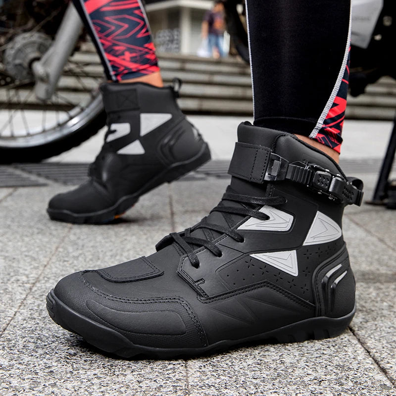 Lexsan Motorcycle Boots Men Leather Motos Breathable Anti Slip