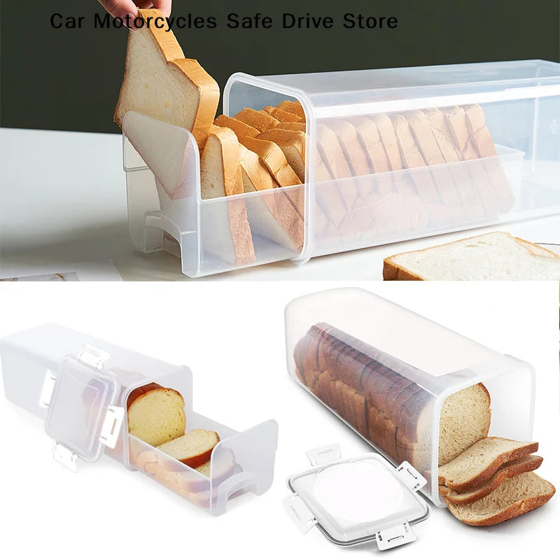 Plastic Bread Box Sealing Lid Tray Storage Sandwich Pasta Multigrain