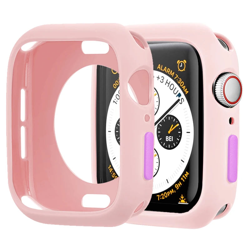 Silicone Case For Apple Watch 9 8 7 6 5 4 se 45mm 41mm 44mm 40mm 42mm 38mm Protection Shell Cover for iWatch Series Ultra 2 49mm Zpaxo Pink Purple Series 456 SE 44mm