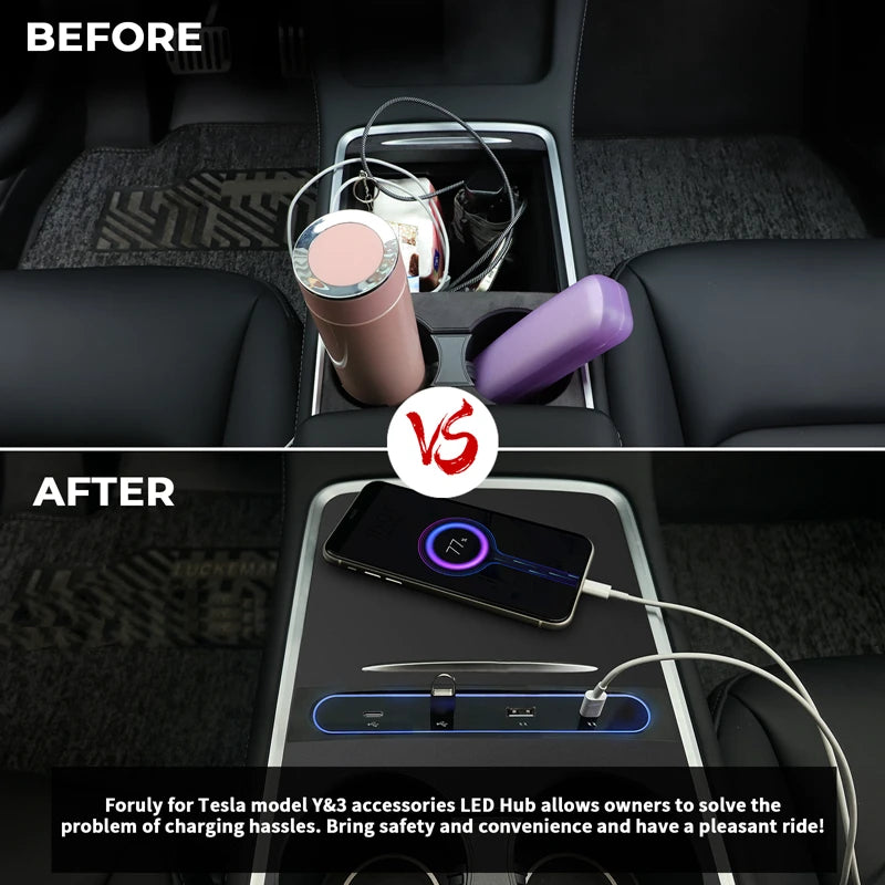 Tesla Model 3 & Y USB Hub – 27W Fast Charger Docking Station