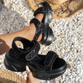 Women Sandals Summer Fashionable Versatile Shoes Women Plus Size Thick Sole Sandals Sponge Cake Increase Casual Sports Shoes Zpaxo Western velvet black 40