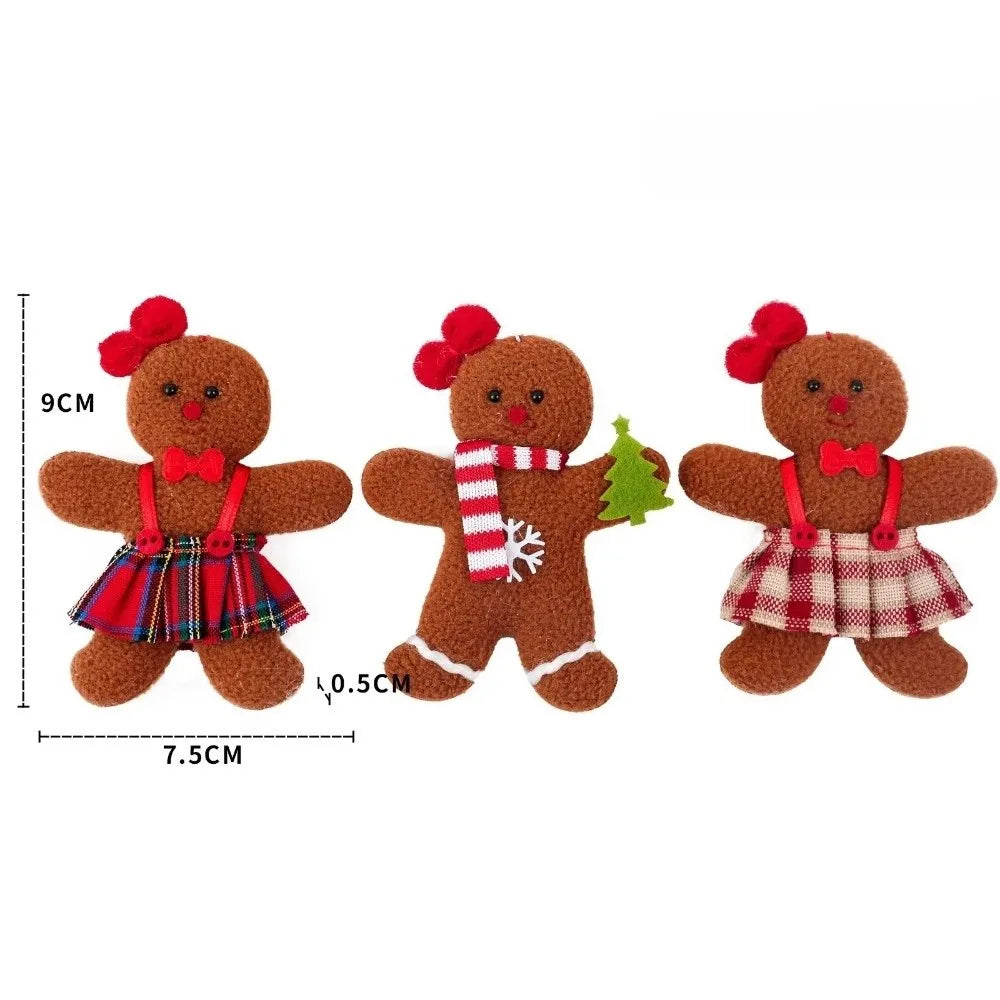 3-Pack Gingerbread Man Christmas Tree Ornaments | Xmas Pendants Christmas Ornament Set Zpaxo