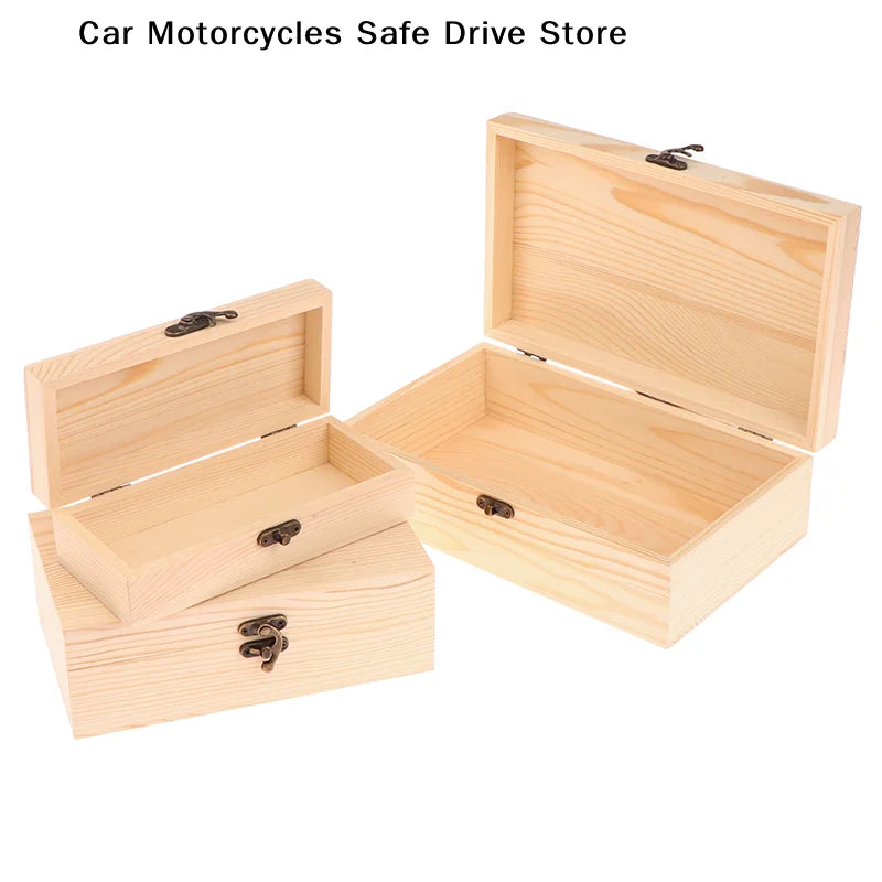 Retro Rectangular Wooden Storage Box Organizer Wood Case Simple