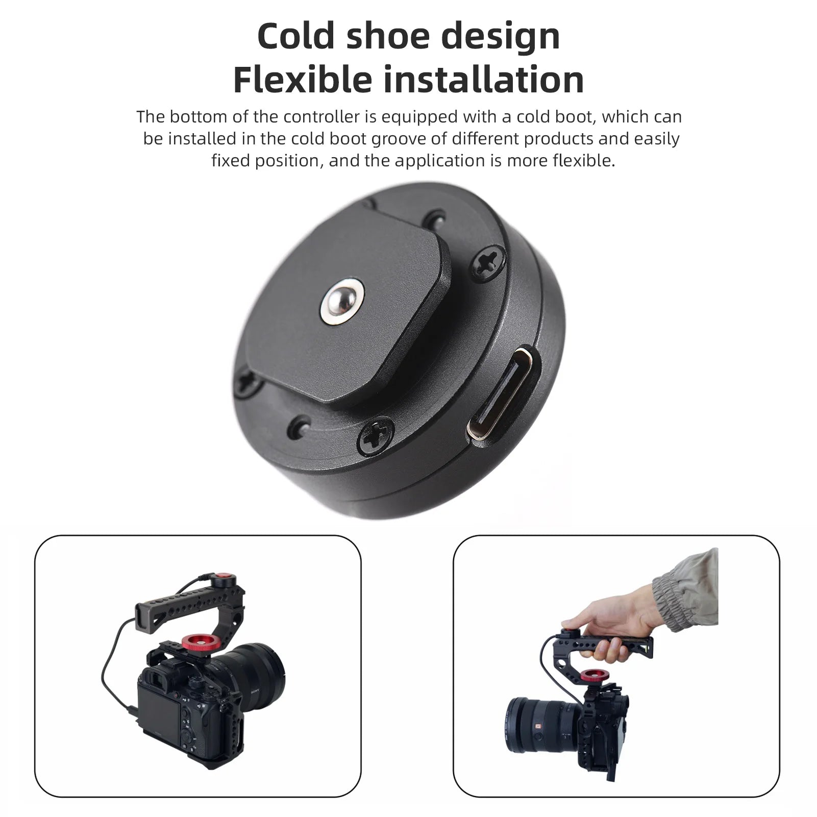 Camera Record Button Video Control Cold Shoe Mount 2 Cables