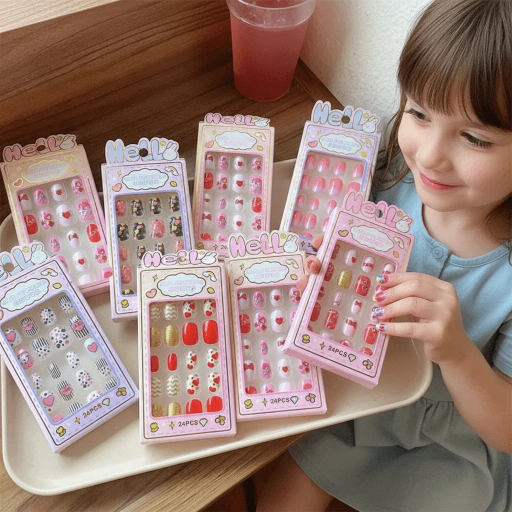 Cartoon Children Wearing Nails Cute Detachable Long Nail Sticker Zpaxo