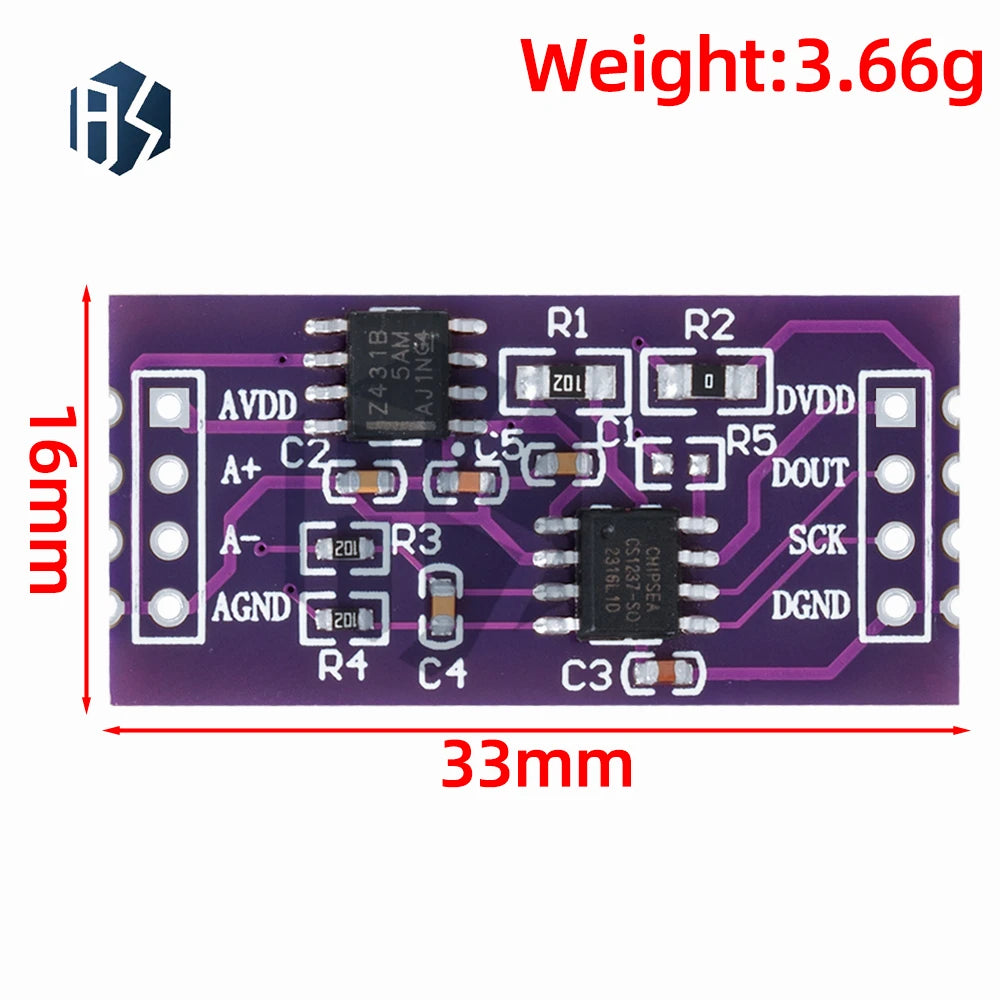 CS1237 24-Bit High-precision ADC Module TL431 Reference Zpaxo