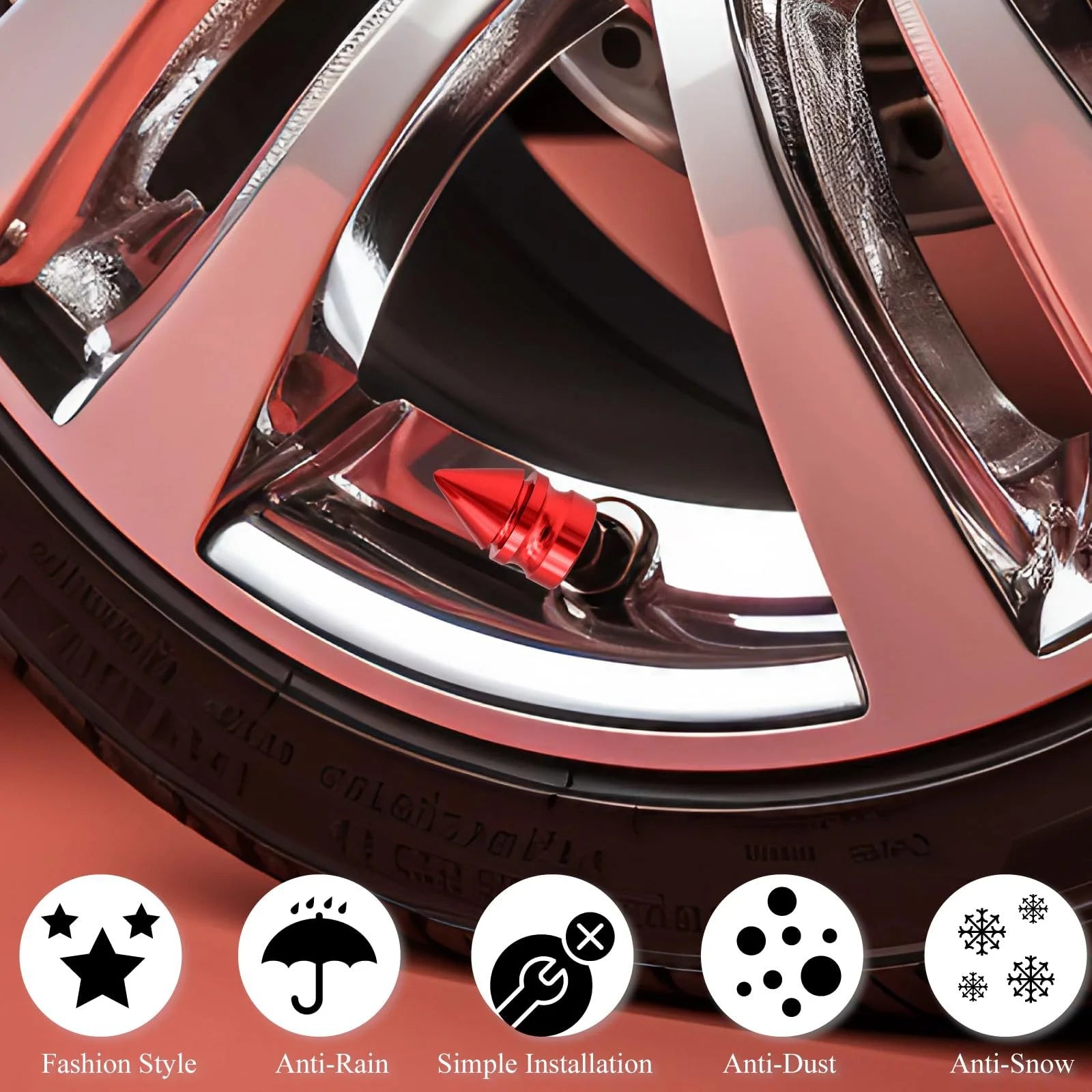 Conical Aluminum Alloy Tire Valve Caps – 4-Pack | Car & Moto