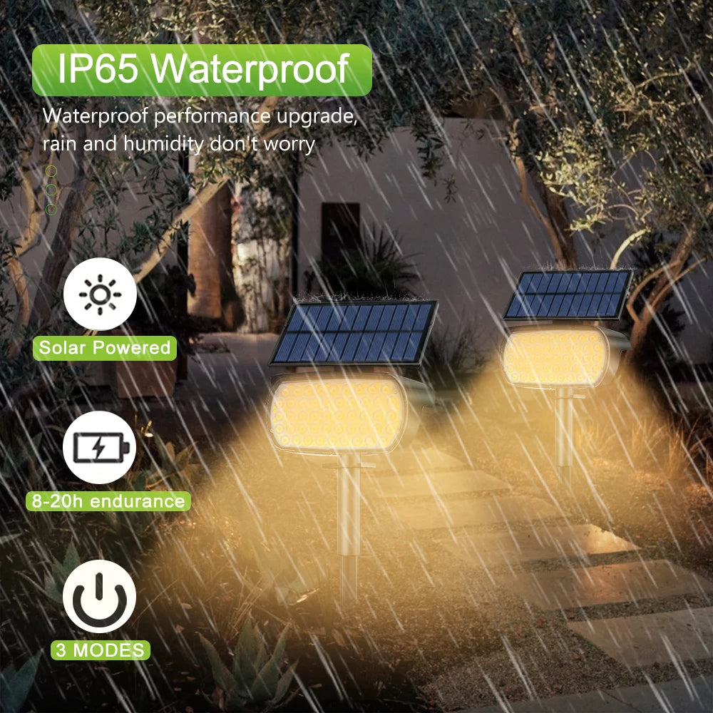 72/108 LEDs Solar Spot Lights Outdoor Waterproof 3 Mode Landscape Spotlights Solar Powered Flood Wall Light Patio Pathway Garden Zpaxo