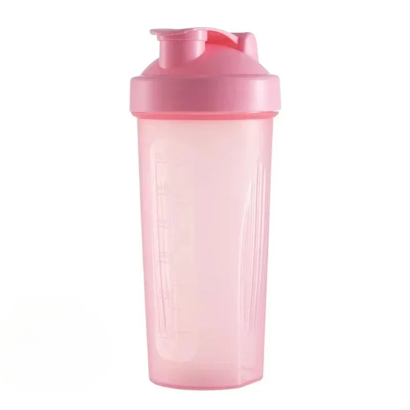New 600ml Protein Powder Shaker Bottle Leak Proof Water Bottle for Gym Fitness Training Sport Shaker Mixing Cup with Scale Zpaxo Pink