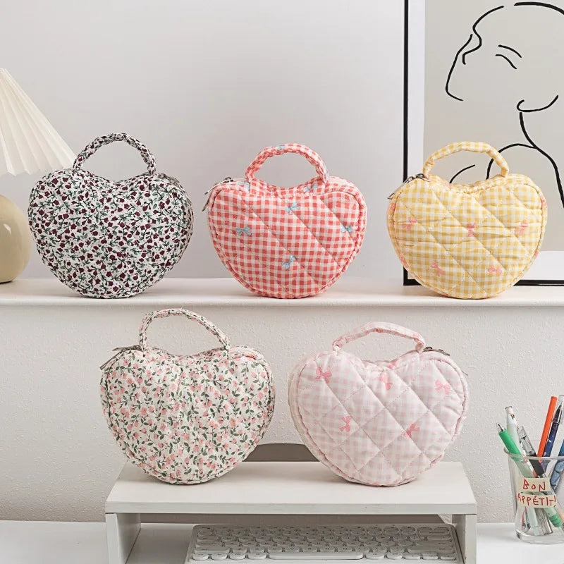 Home Handheld Floral Pattern Women's Makeup Bag, Travel Portable Quilted Storage Bag, Niche Design, Large Capacity Wash Bag Zpaxo