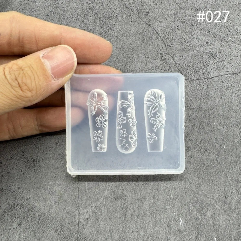 Transparent Nailart Mold 3D Carving Rose Flower Silicone Template Box Zpaxo A