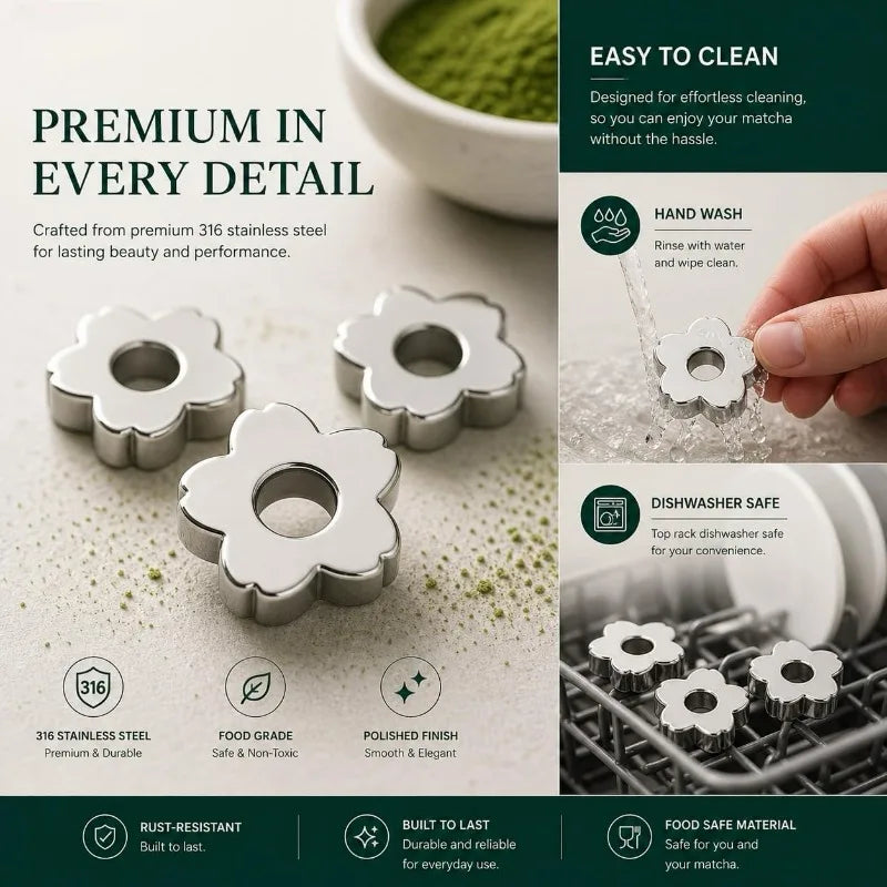 Stainless Steel Matcha Sifter Cherry Blossom Design Fine Mesh Tea